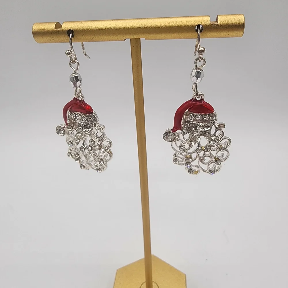 Holiday Bundle with Snowmen and Santa Earrings, Plus Sparkle Reindeer Brooch